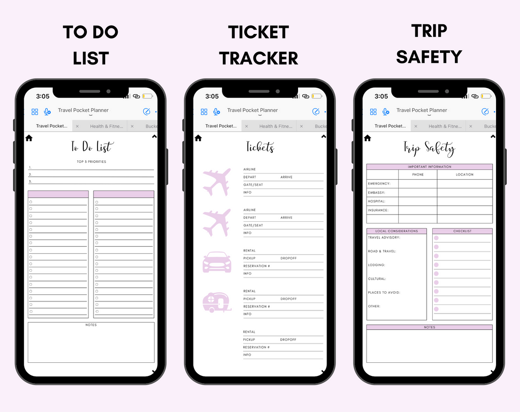 Digital Travel Phone Planner Purple