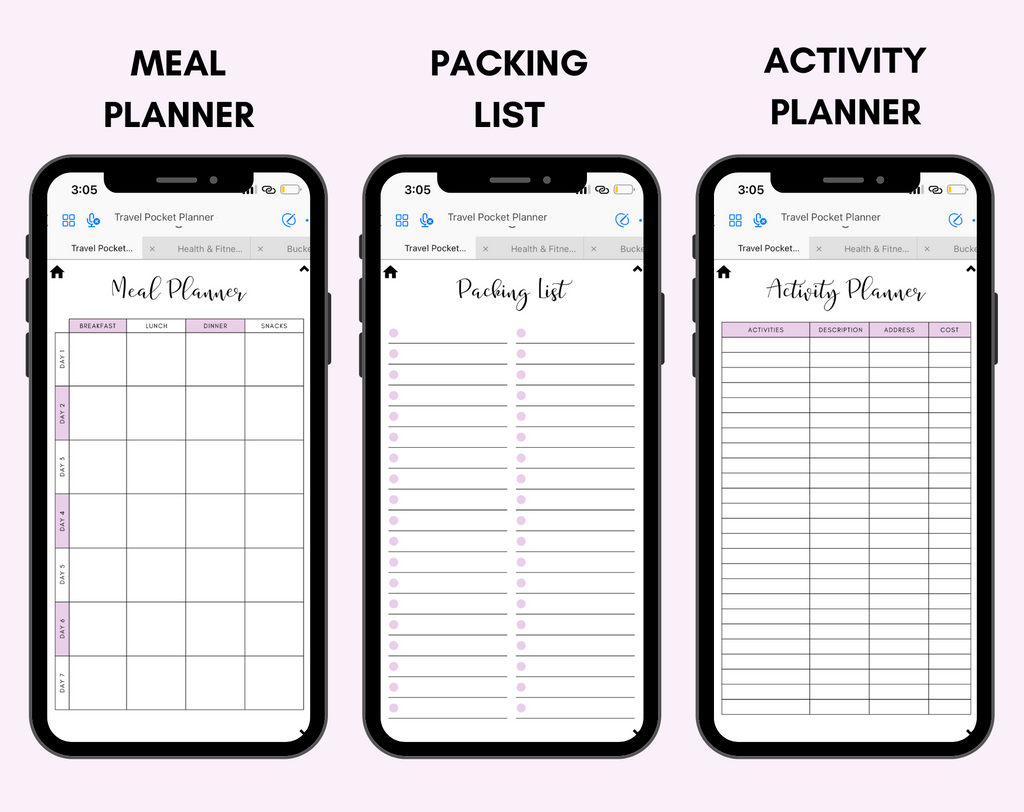 Digital Travel Phone Planner Purple