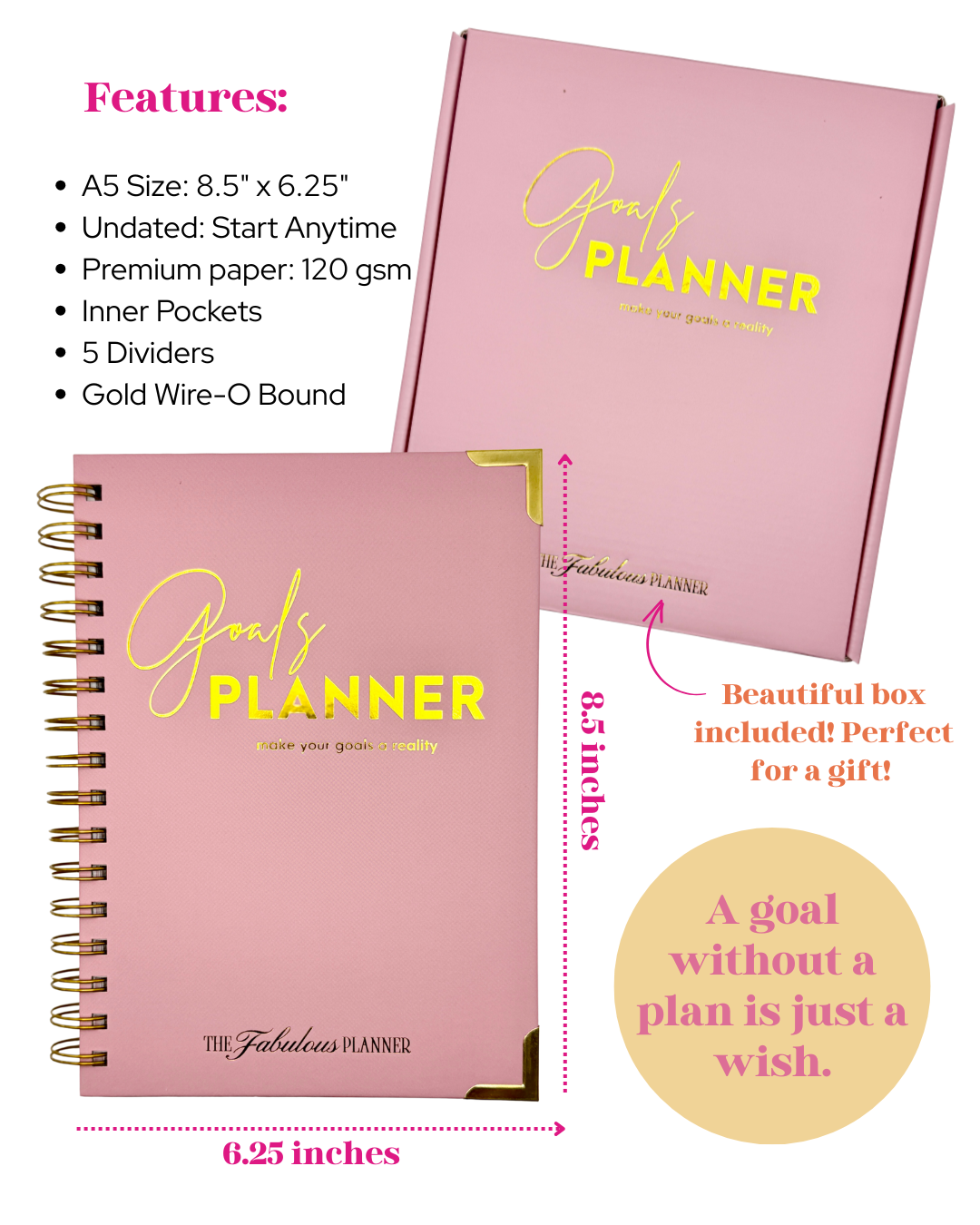 The Ultimate Goal Planner | Undated Weekly & Daily Planner | Goal Setting Planner