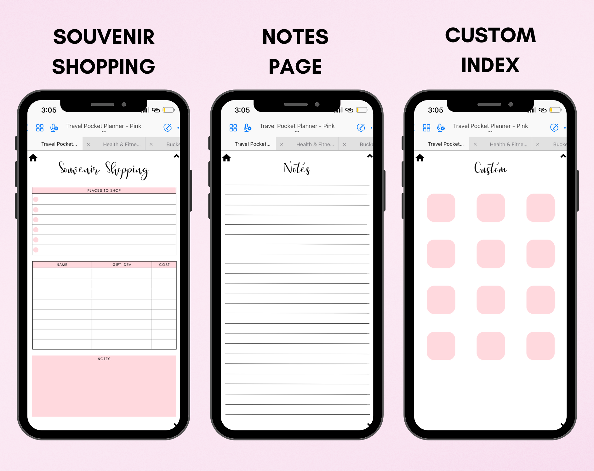 Digital Travel Phone Planner Pink