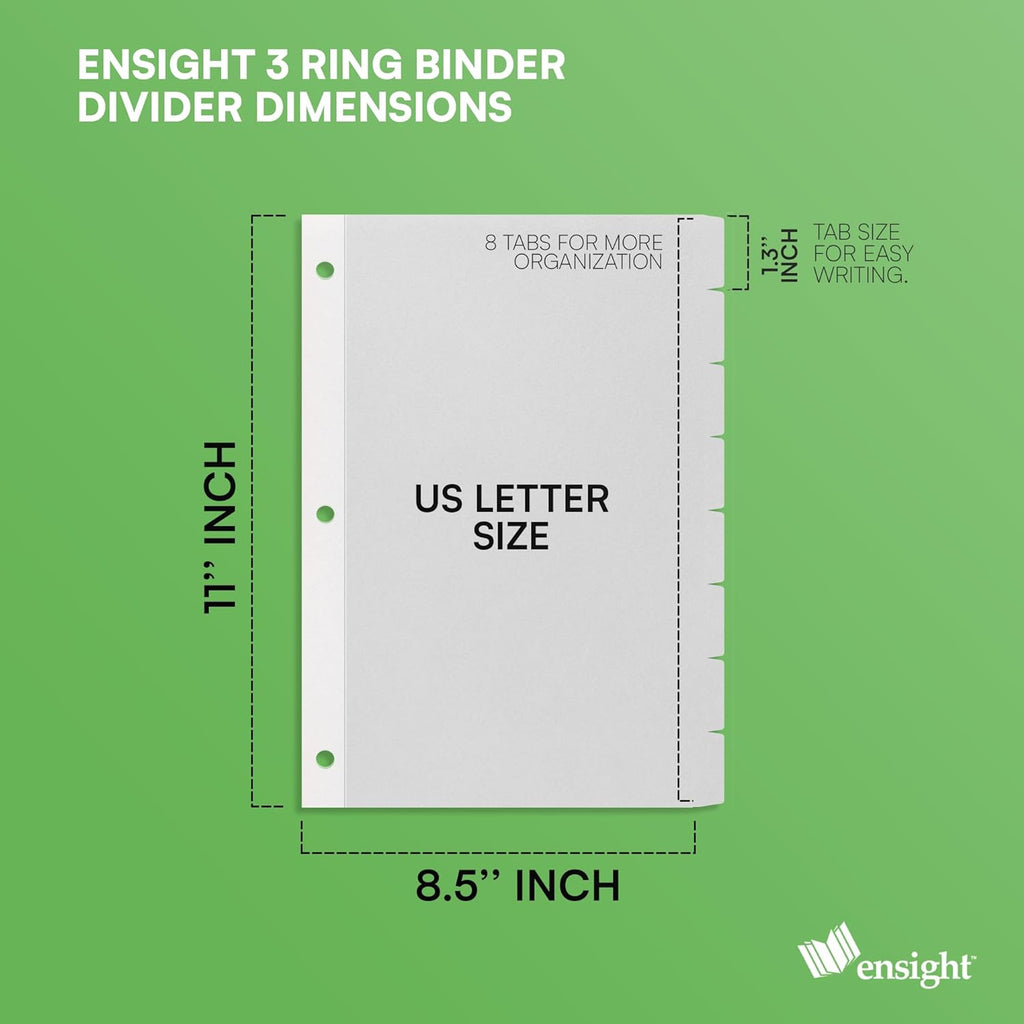 1/8 Cut Tab Dividers, 3 Ring Page Binder Dividers Bulk