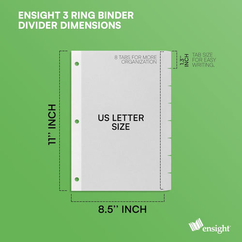 1/8 Cut Tab Dividers, 3 Ring Page Binder Dividers Bulk