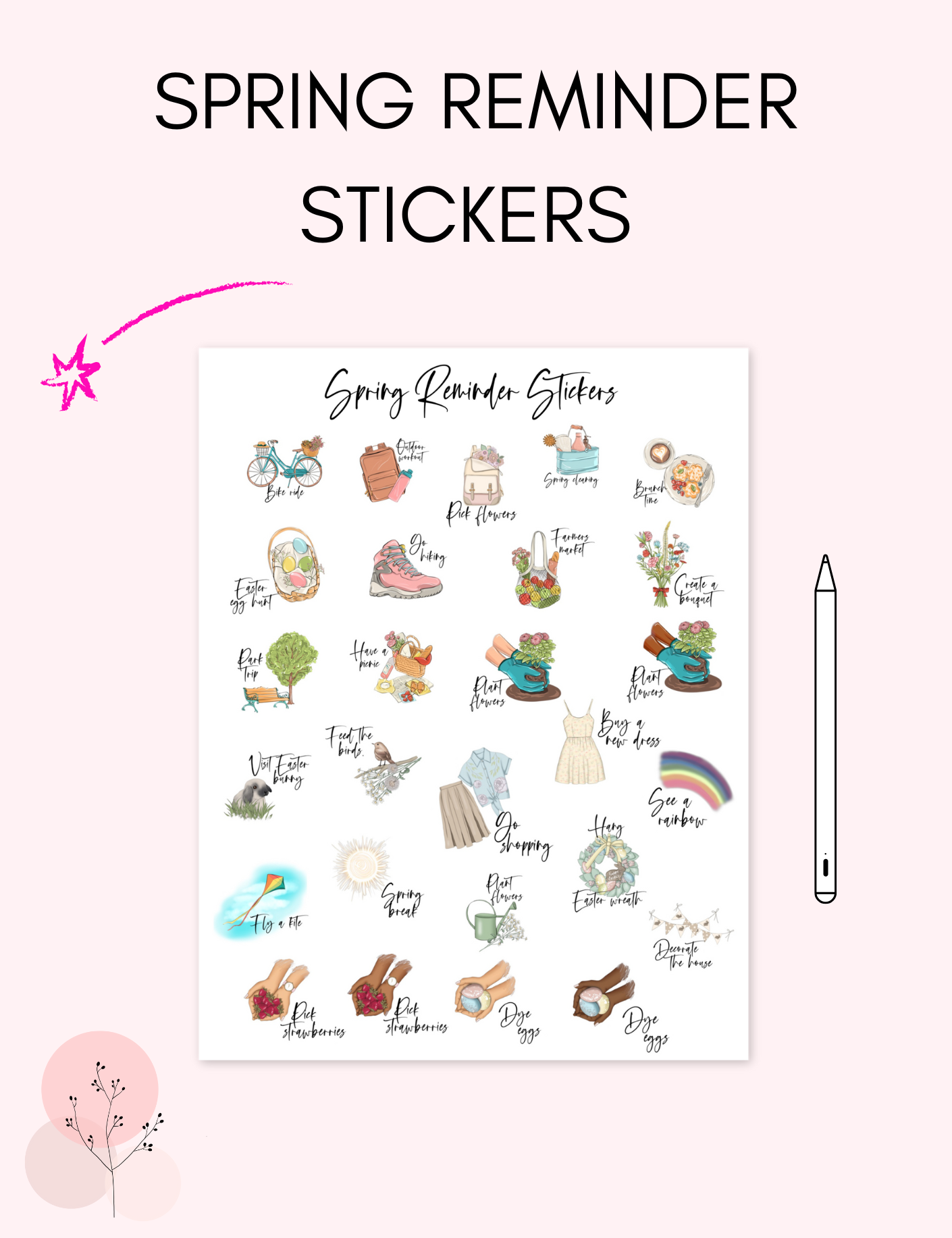 Digital Spring Reminder Stickers