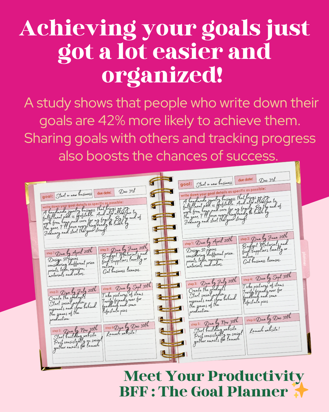 The Ultimate Goal Planner | Undated Weekly & Daily Planner | Goal Setting Planner