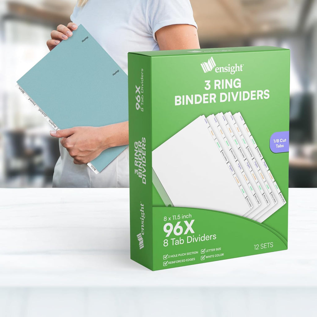 1/8 Cut Tab Dividers, 3 Ring Page Binder Dividers Bulk