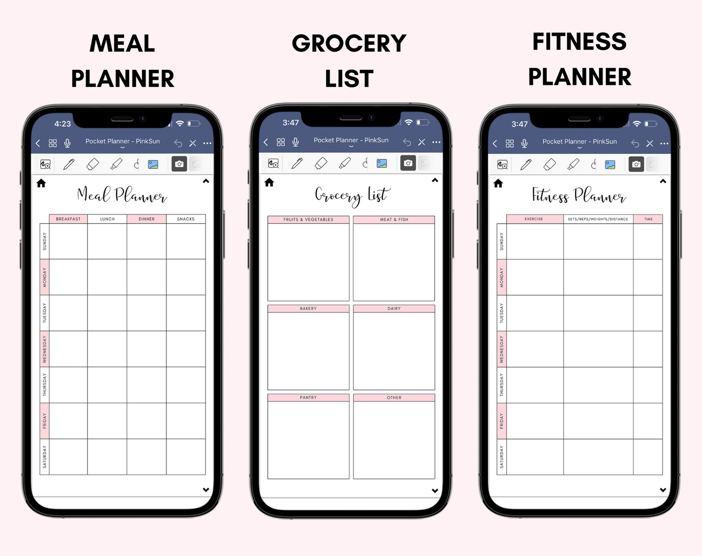 Digital Phone Planner Pink
