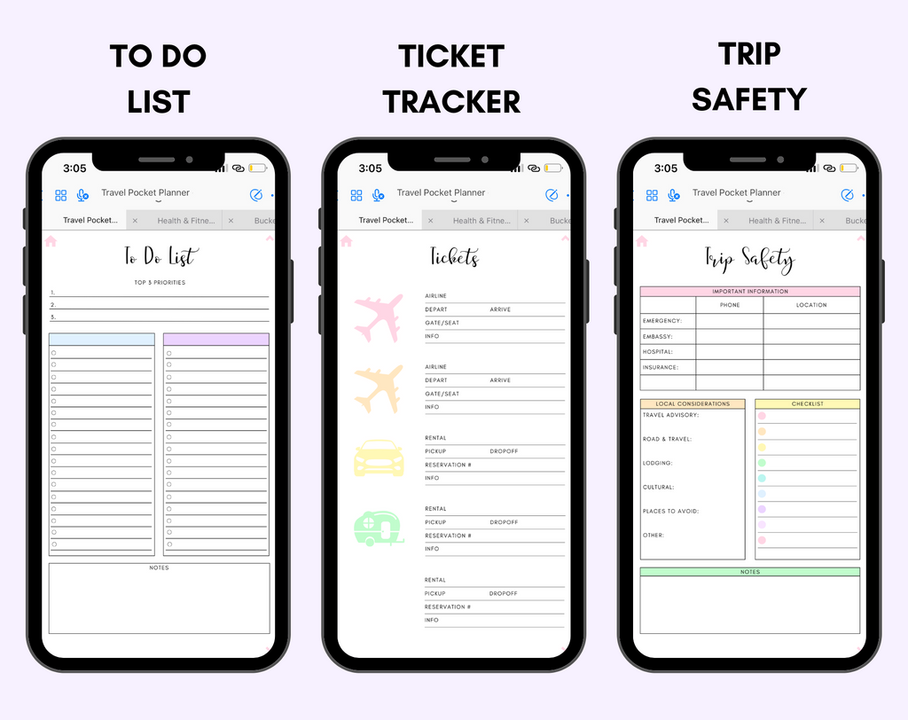 Digital Travel Phone Planner Rainbow