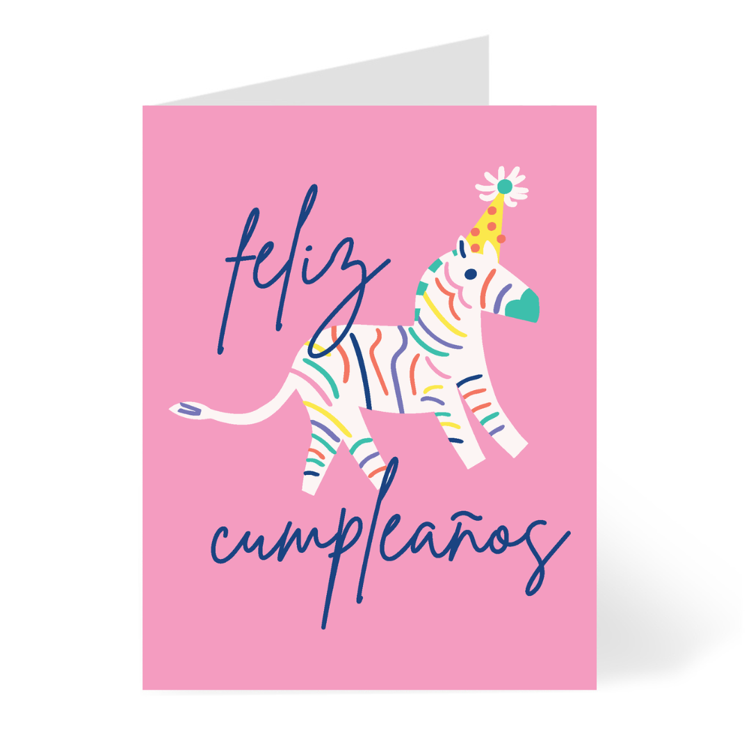 Animal Party Zebra - Spanish Birthday Card