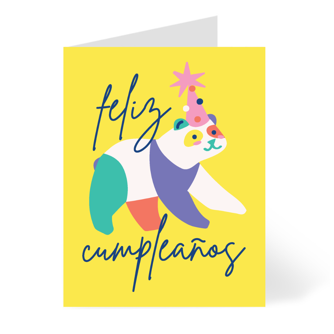 Animal Party Panda - Spanish Birthday Card