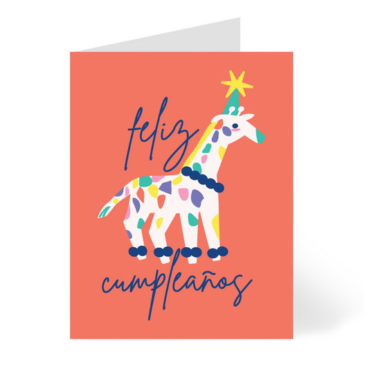 Animal Party Giraffe - Spanish Birthday Card