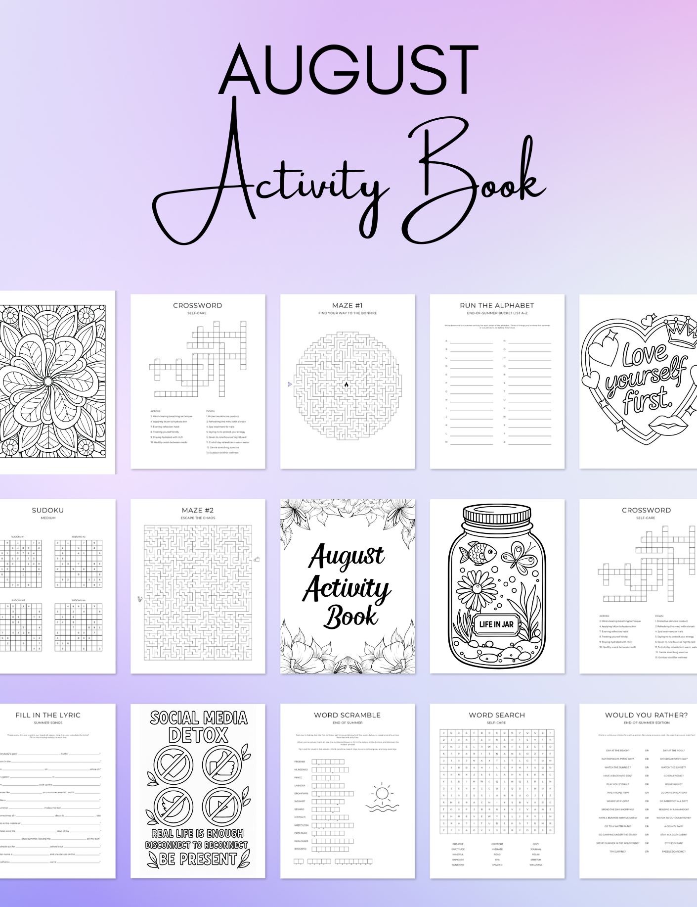 August Activity Book Bundle (Digital + Printable)
