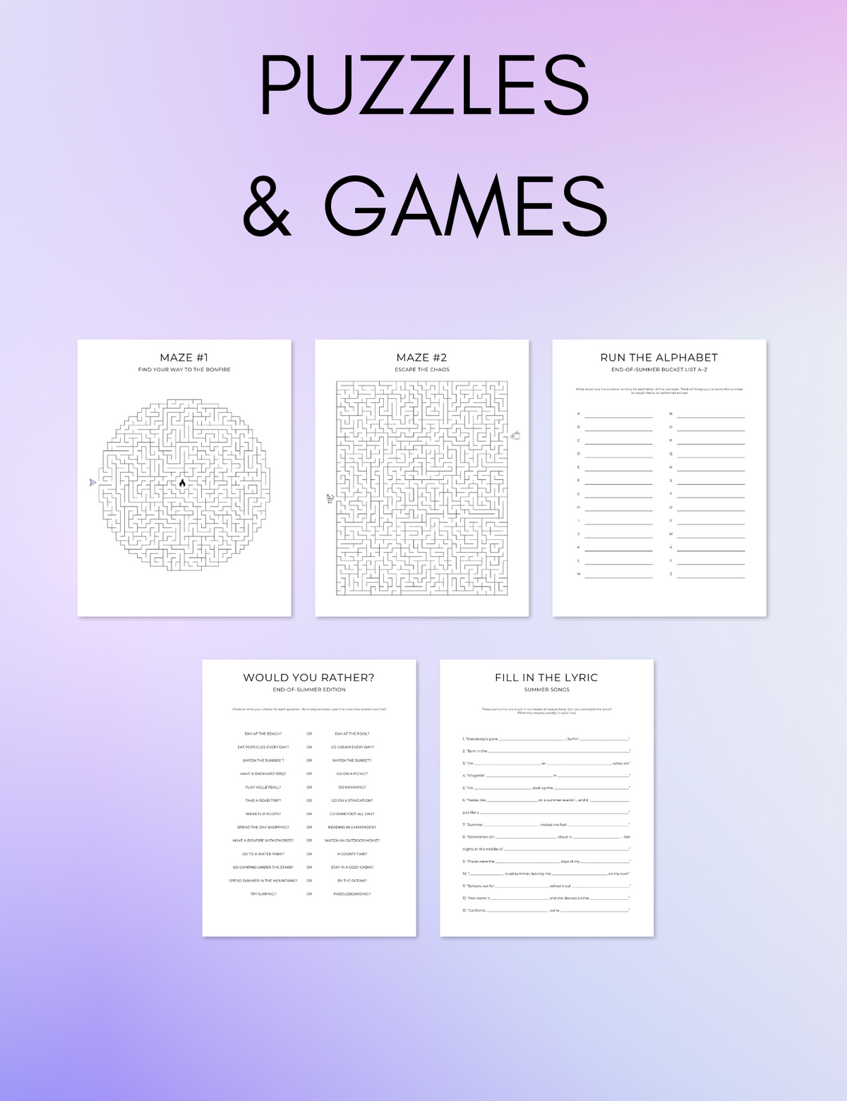 August Activity Book Bundle (Digital + Printable)