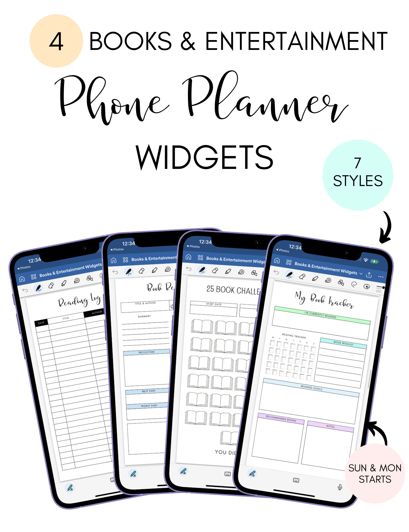Digital Phone Planner Books & Entertainment Widgets