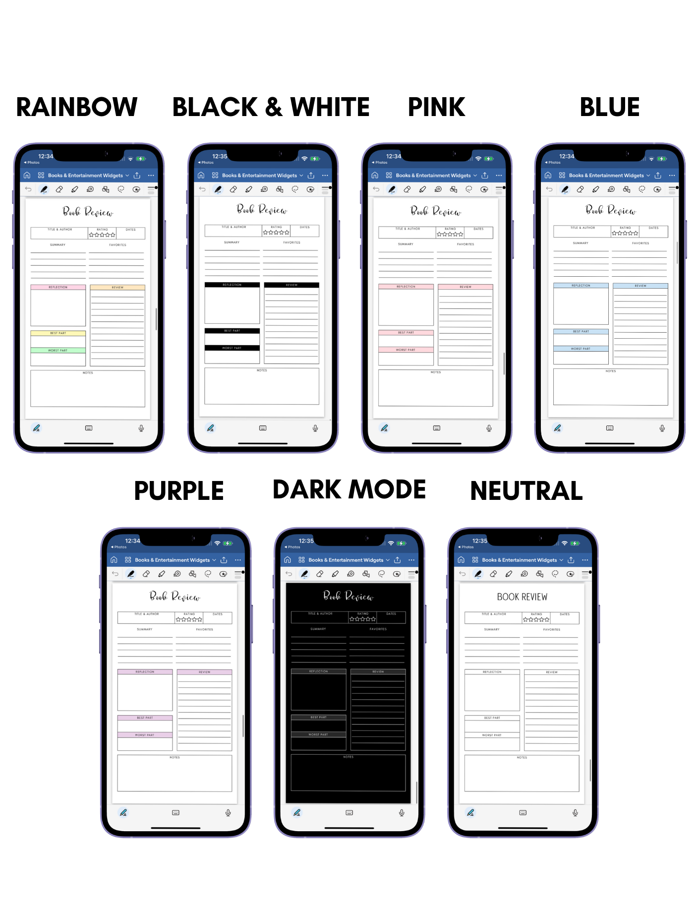 Digital Phone Planner Books & Entertainment Widgets