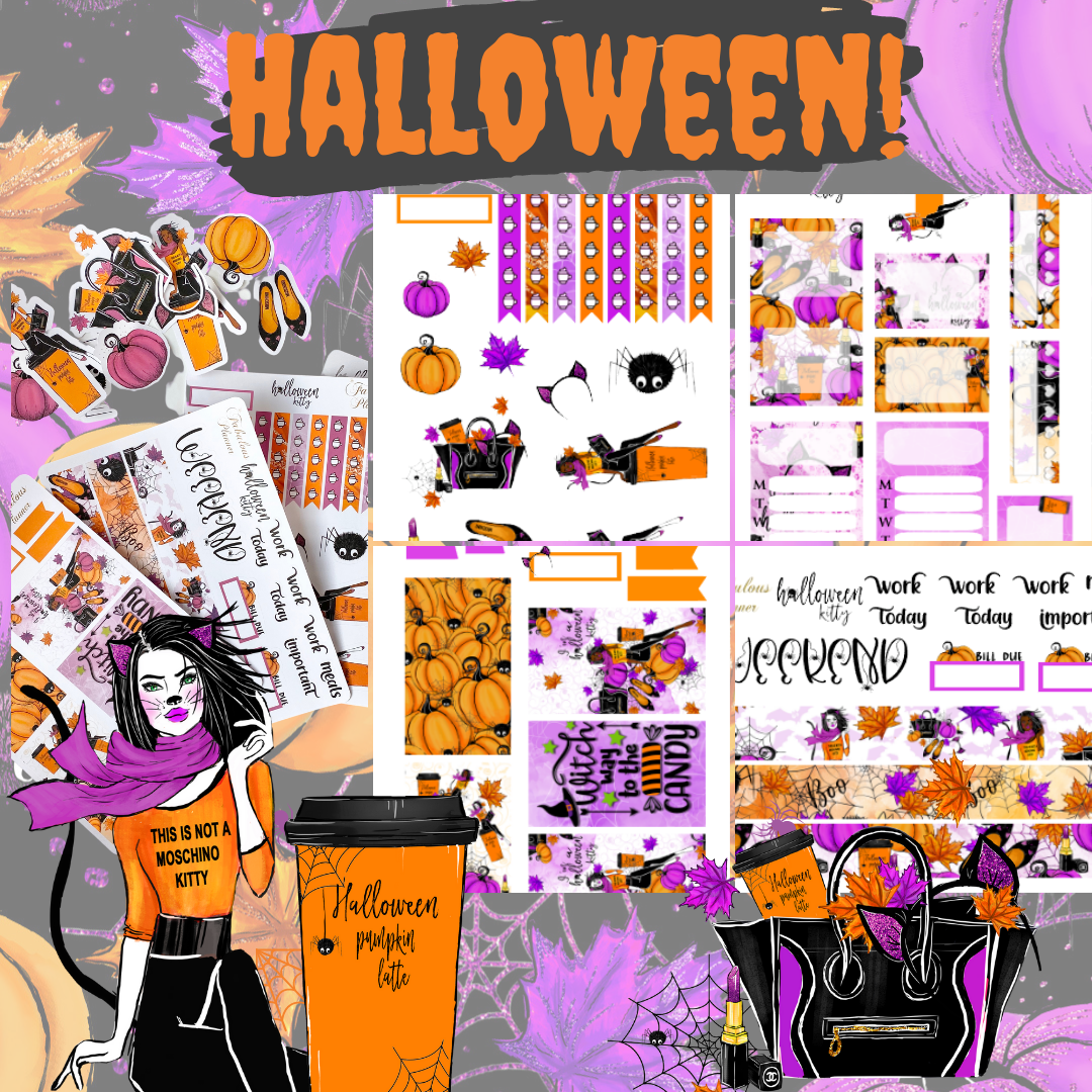 Halloween Kitty Sticker Set - 4 Sheets