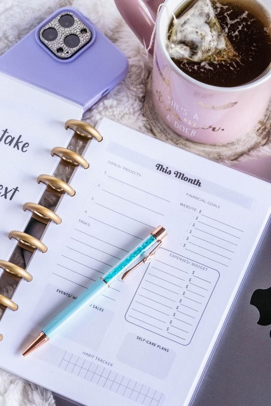 Floral Level Up Business Planner A5 Size - Undated