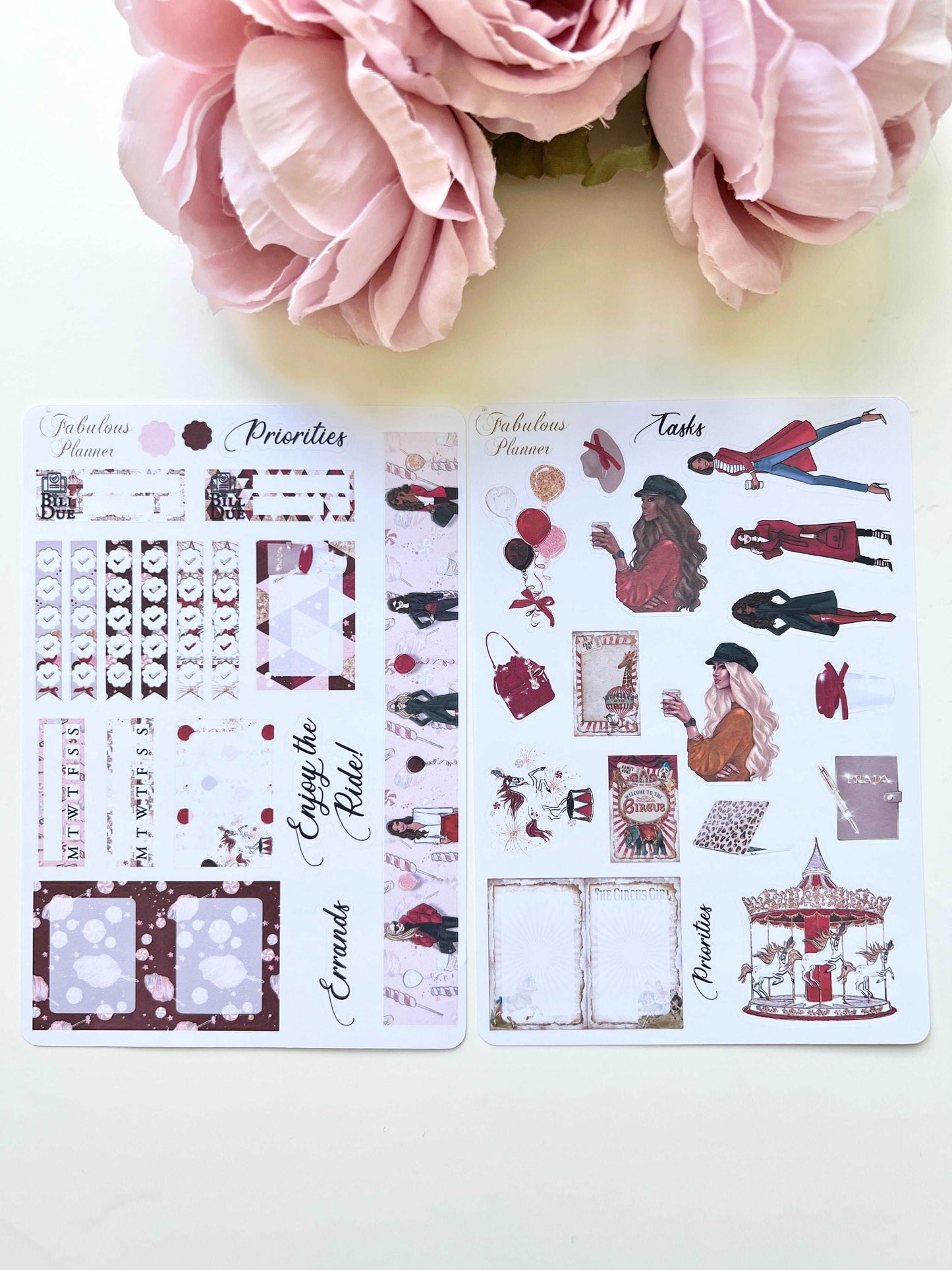 4 Sheets - Red Circus Stickers Kit