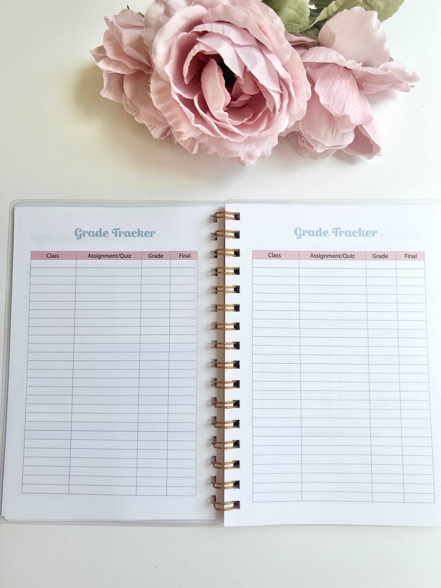 Academic Blue and Pink Gingham Wire-O A5 size Planner
