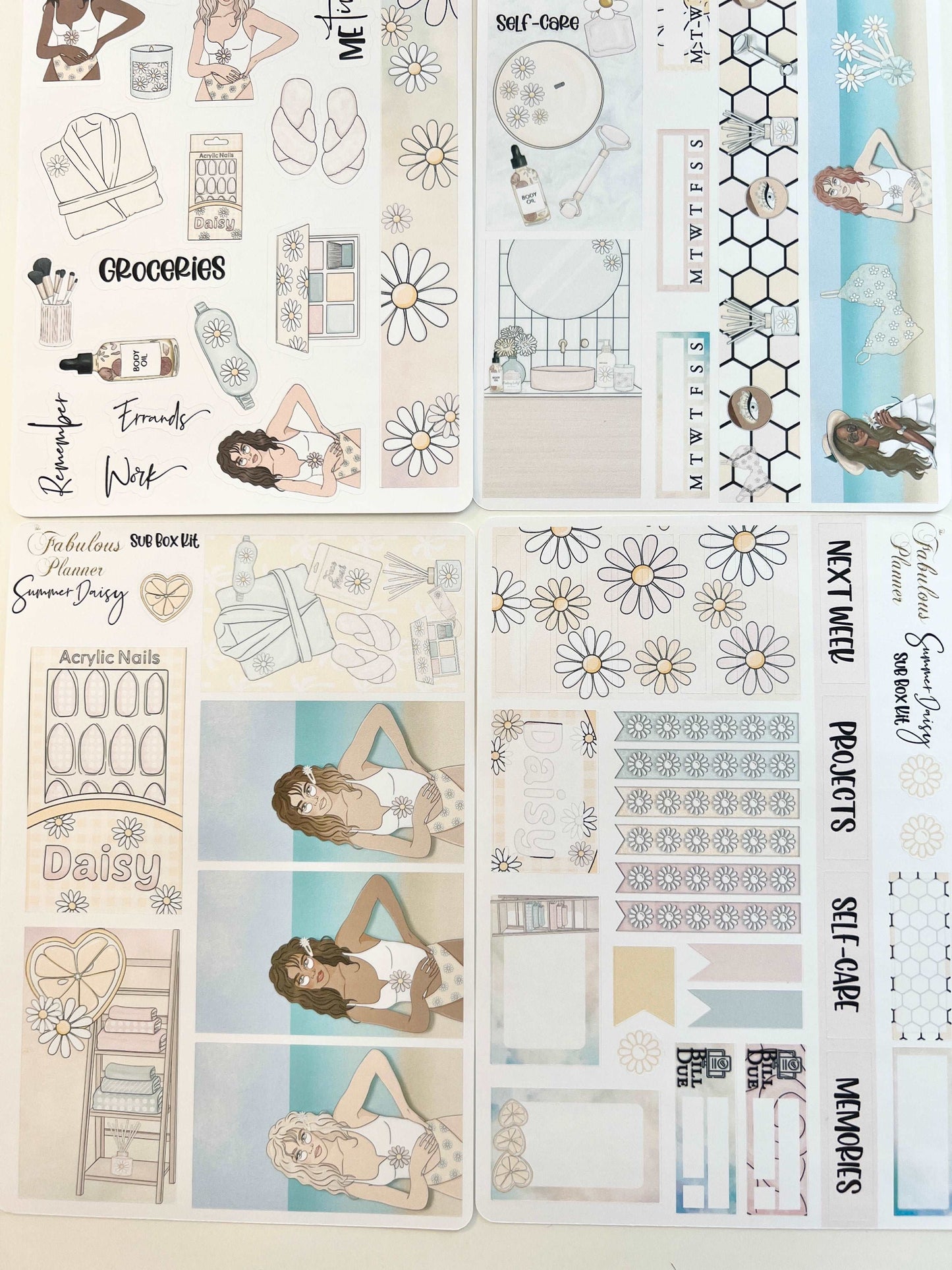 4 Sheets - Daisy Sunflower Summer Planner Stickers Kit