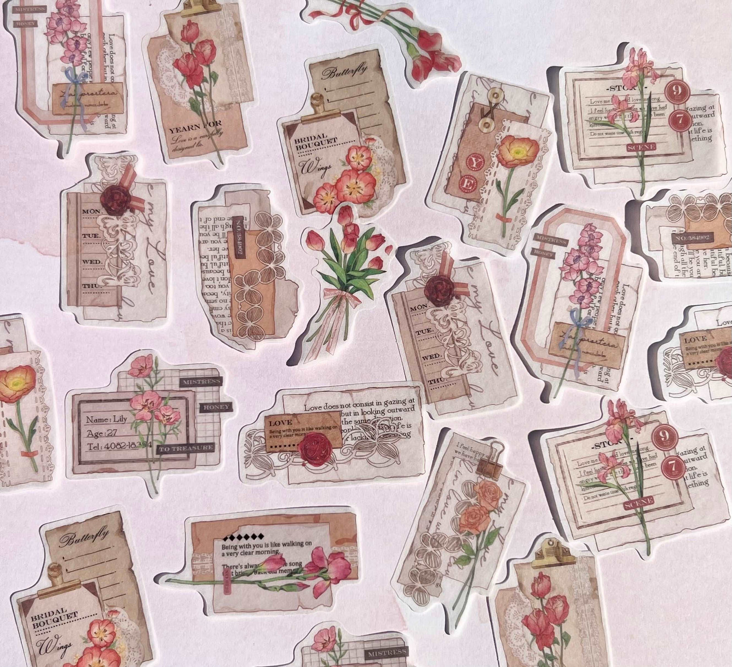 Autumn Flowers Die Cut Stickers Set