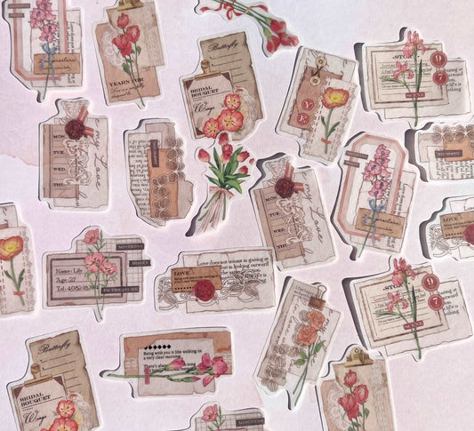 Autumn Flowers Die Cut Stickers Set