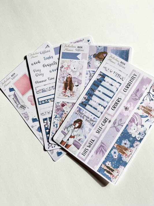 4 Sheets - Offline Self Care Planner Stickers Kit