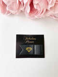Black and Gold Diamond Sticky Pen Holder
