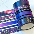 FOILED Galaxy Space Purple & Black Stars Celestial Astrology Washi Tape Set (#W011)