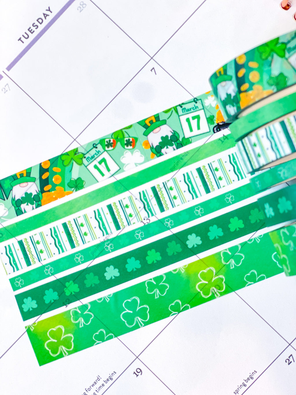 St Patricks Day Green Shamrocks Washi Tape Set (#W078)