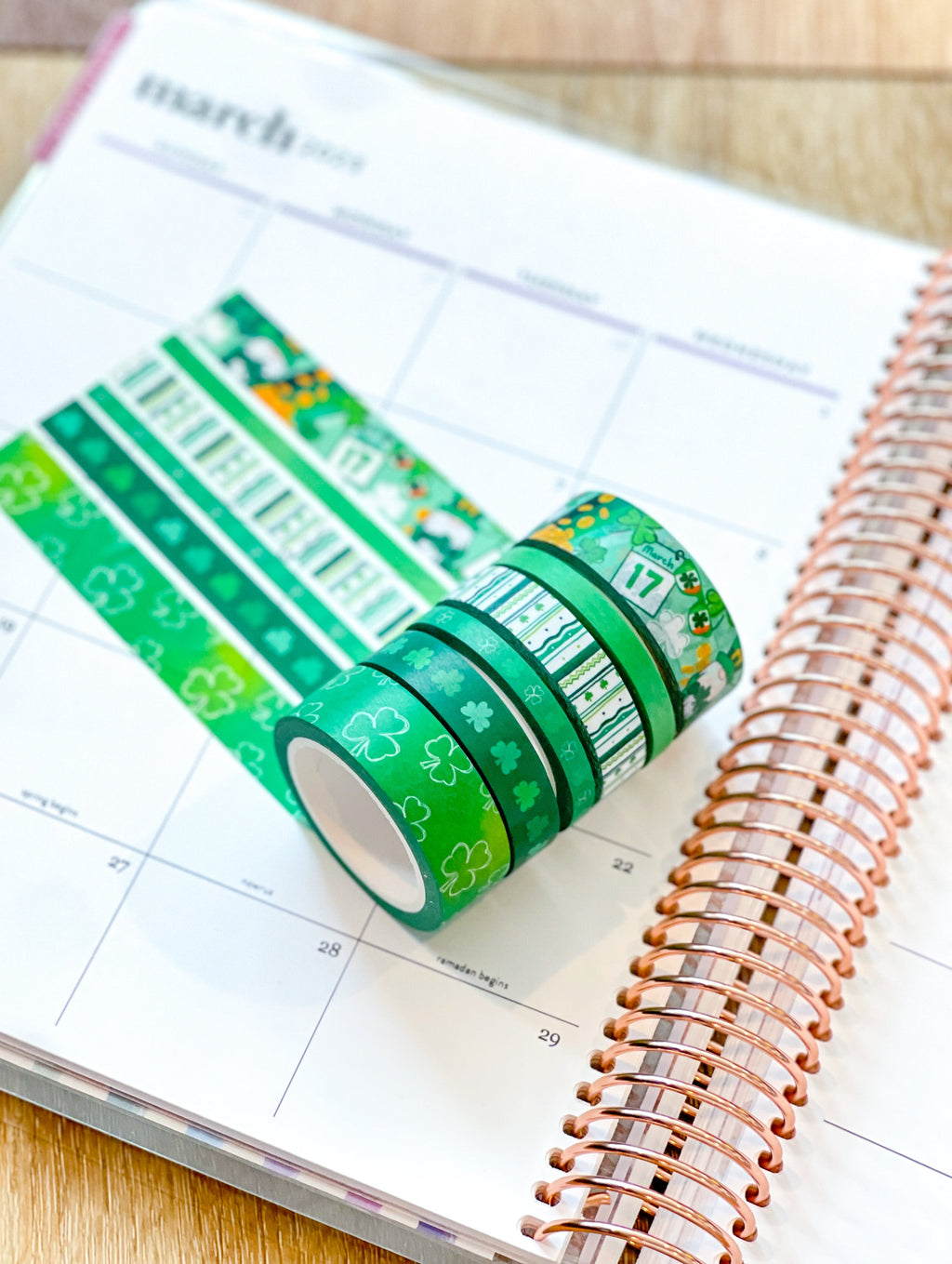 St Patricks Day Green Shamrocks Washi Tape Set (#W078)