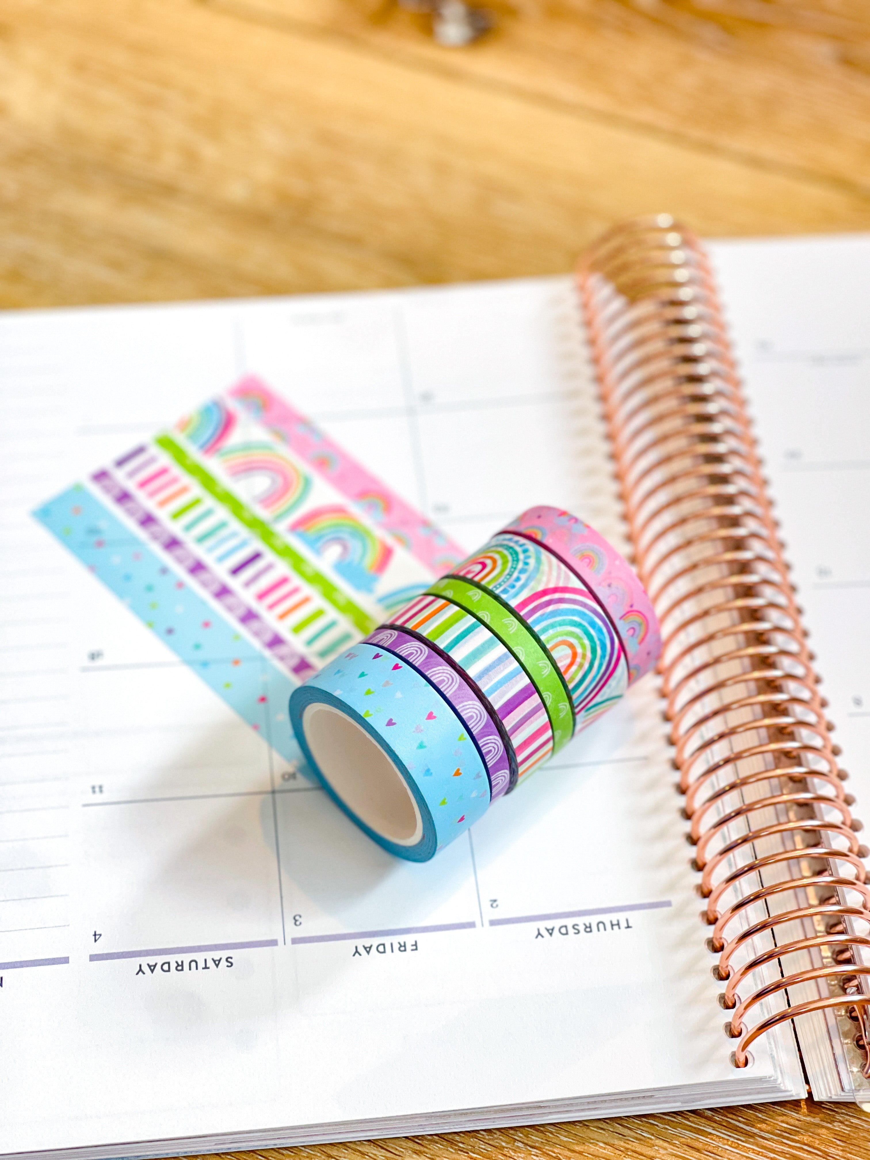 Light Blue Boho Rainbow Spring Washi Tape Set (#W079)
