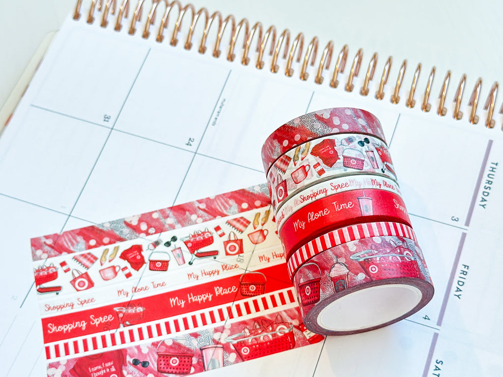 Shopping Spree Red Me Time Alone Time Washi Tape Set - W052