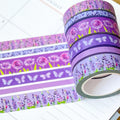 Lavender & Lilac Floral Purple Butterflies Spring Washi Tape Set (#W057)