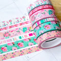 Pink & Teal Flowers Spring & Summer Washi Tape Set (#W058)
