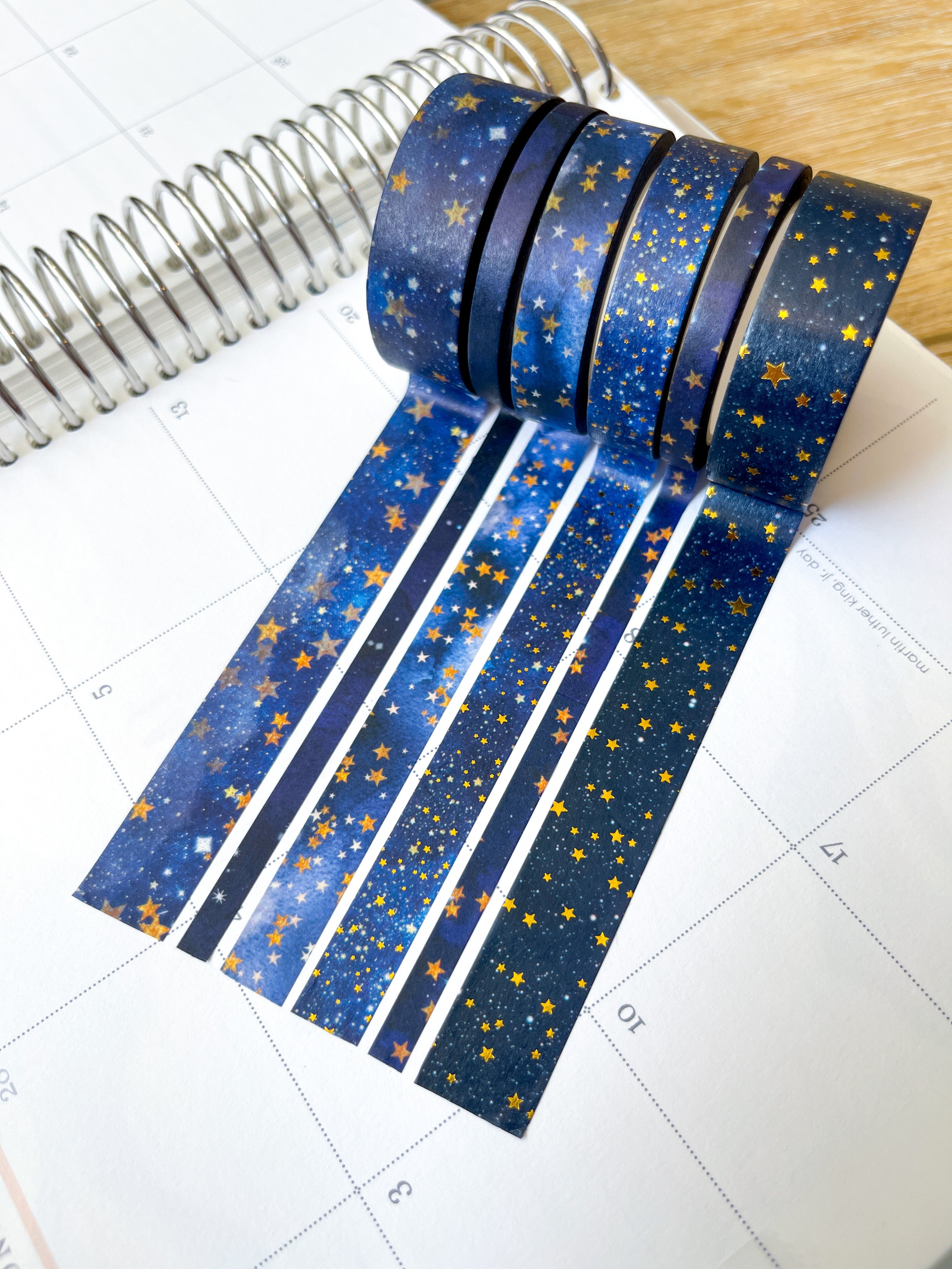 FOILED Galaxy Stars Starlight Gold & Navy Holidays Washi Tape Set (#W074)
