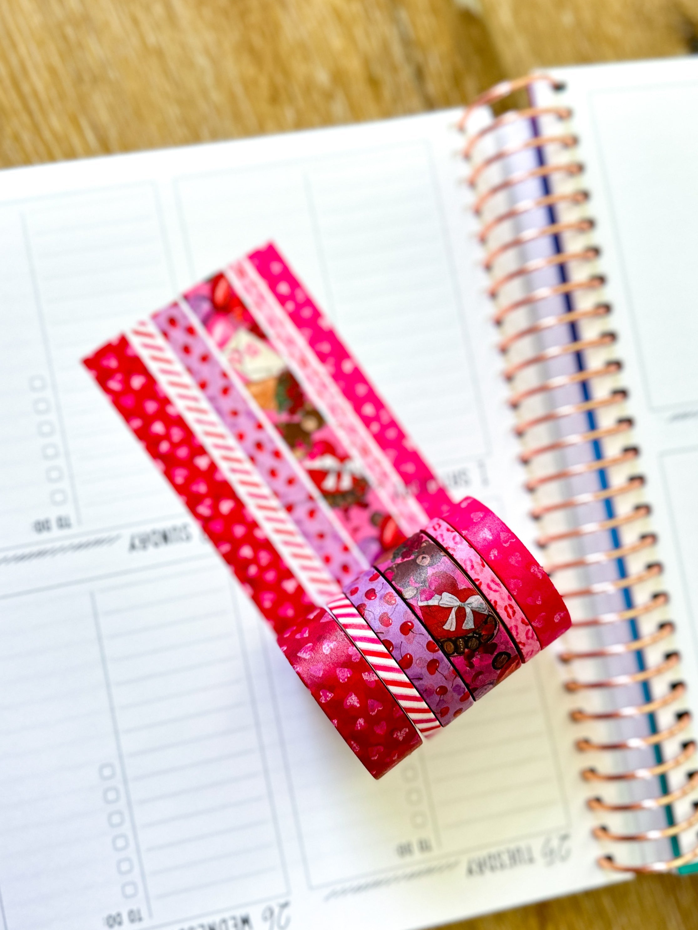 Valentines Day Love Red Pink Hearts Washi Tape Set February 2025 - W125