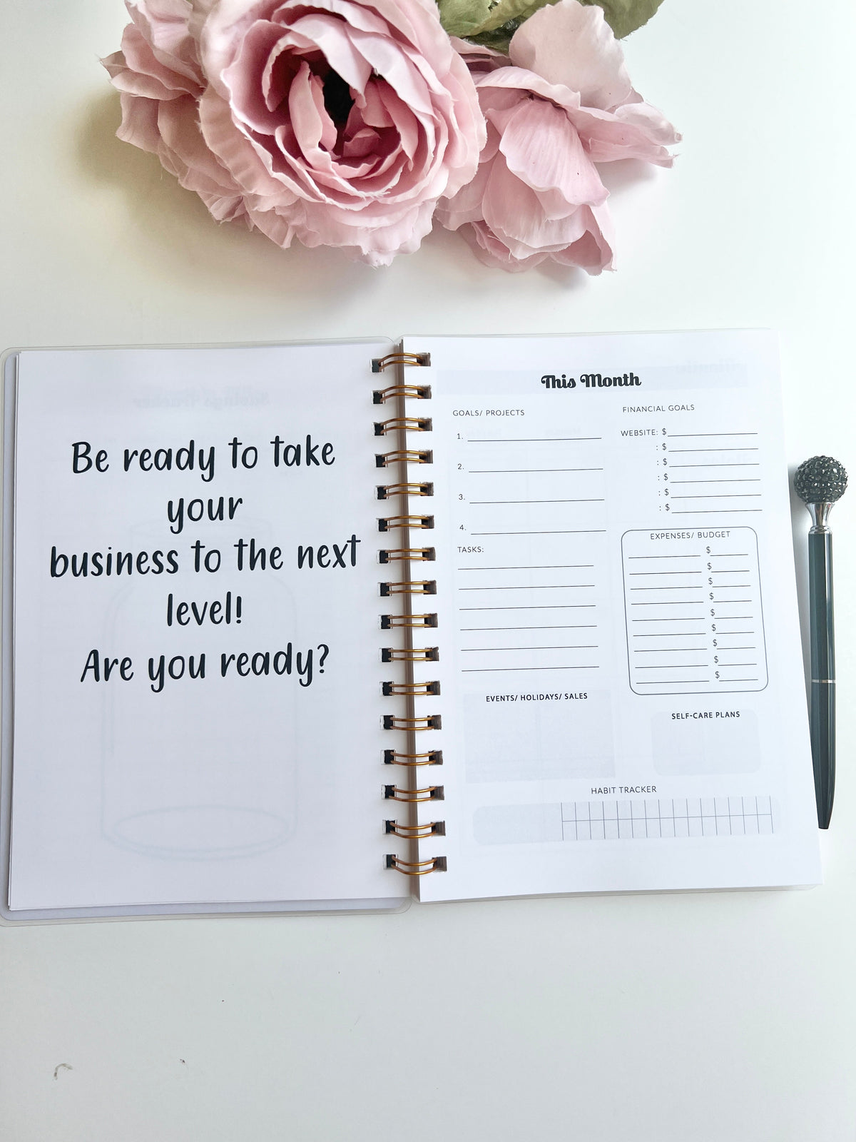 Floral Level Up Business Planner A5 Size - Undated