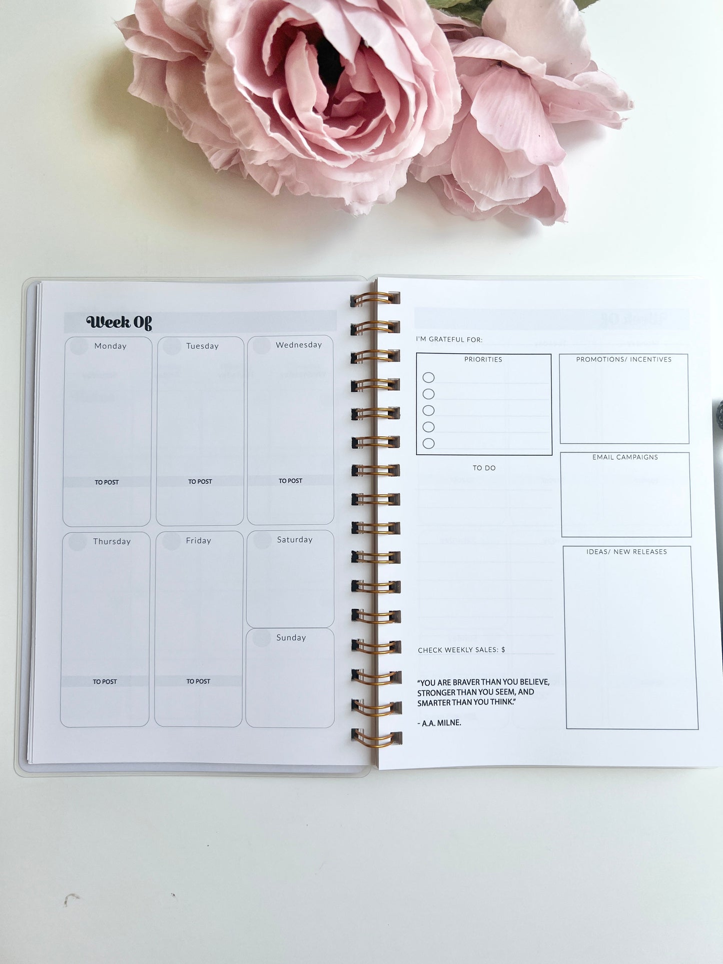 Floral Level Up Business Planner A5 Size - Undated