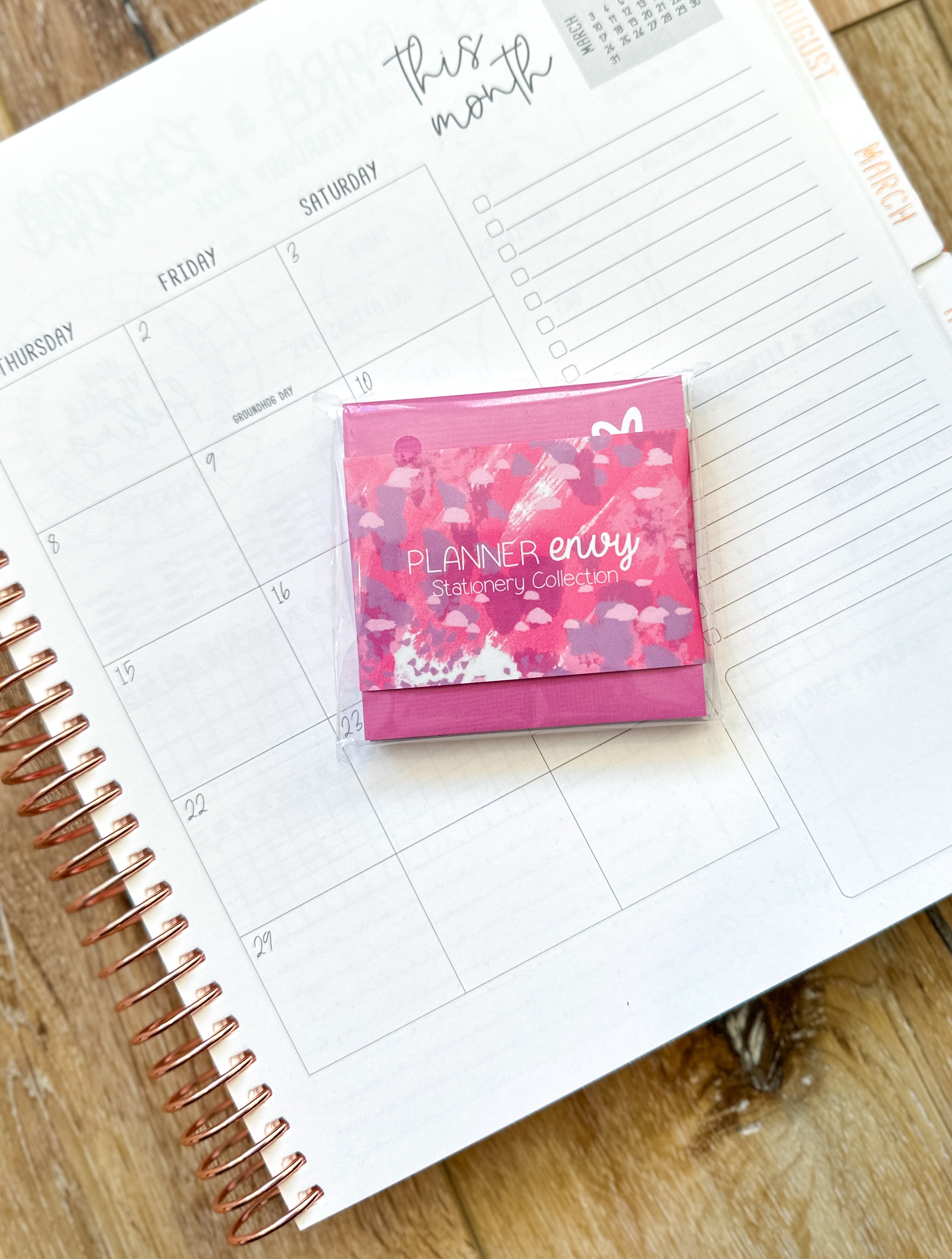 Set of 3 Sticky Notepads Post-It Notes from our February 2024 Planner Envy Subscription Box.