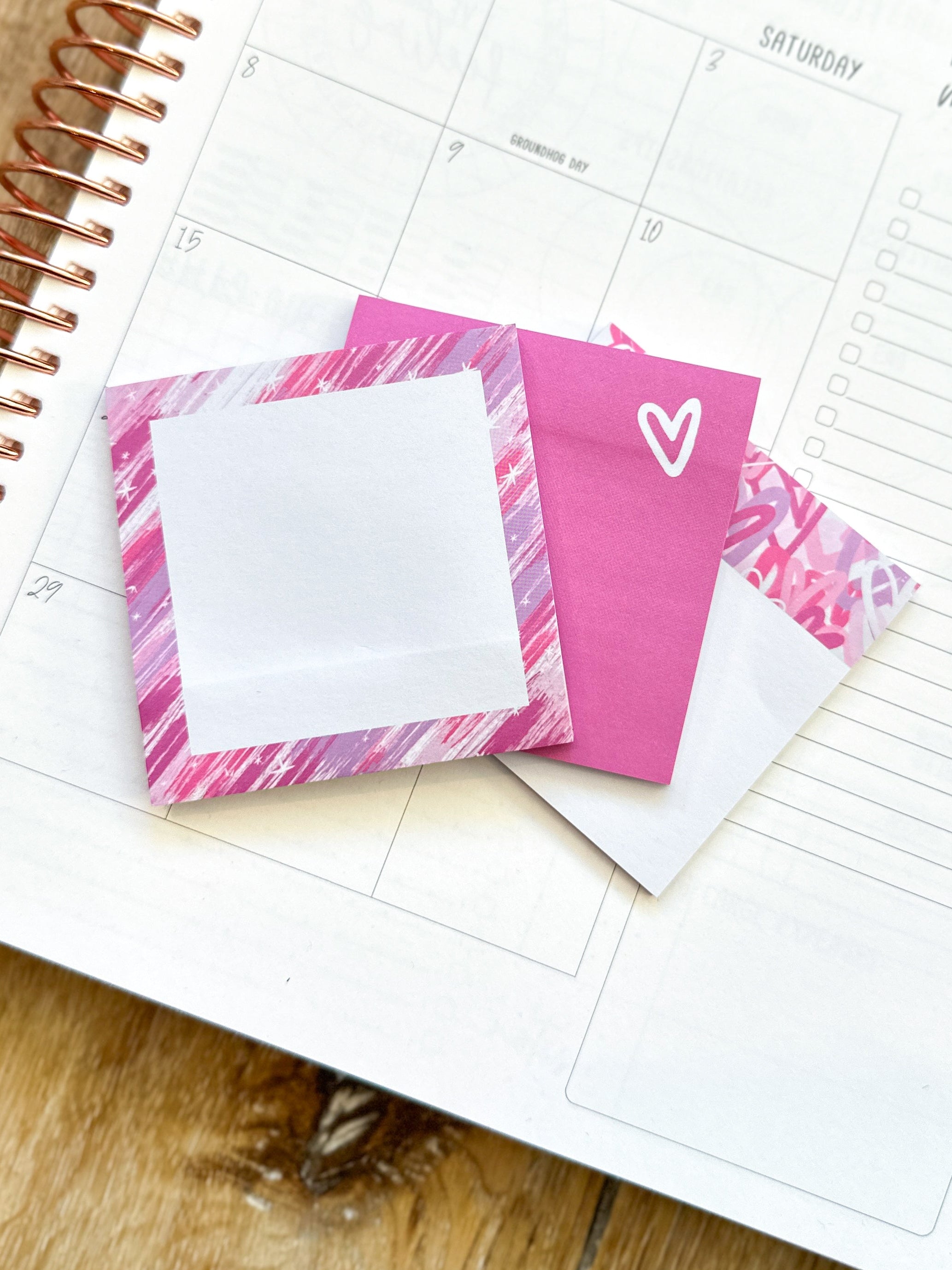 Set of 3 Sticky Notepads Post-It Notes from our February 2024 Planner Envy Subscription Box.