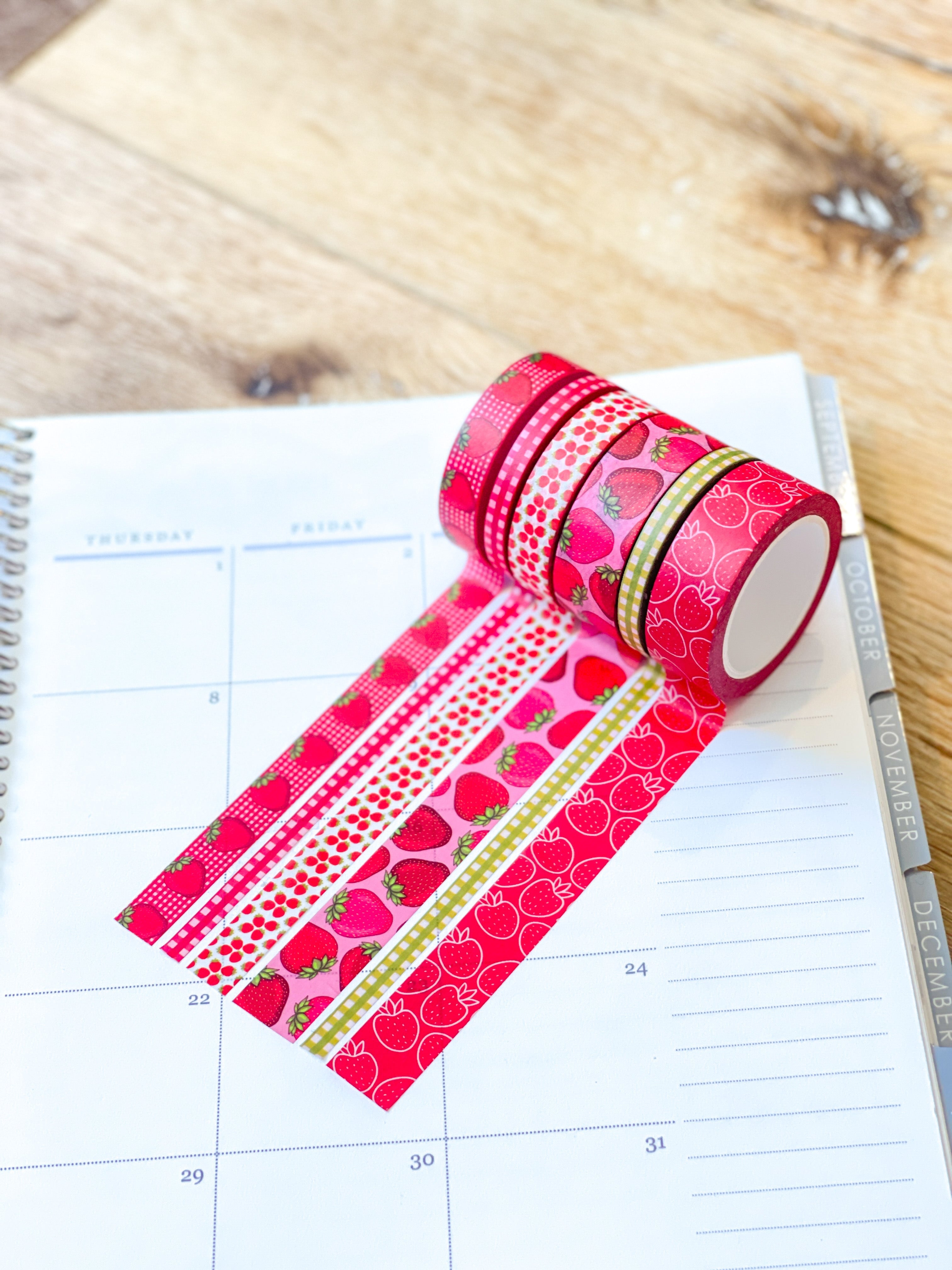 Strawberries Red Summer Fruit Washi Tape Set (#W061)