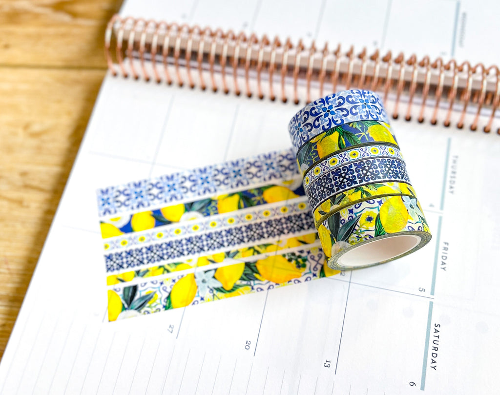 Lemons Italy Tuscany Sicilian Tiles Washi Tape Set (#W083)