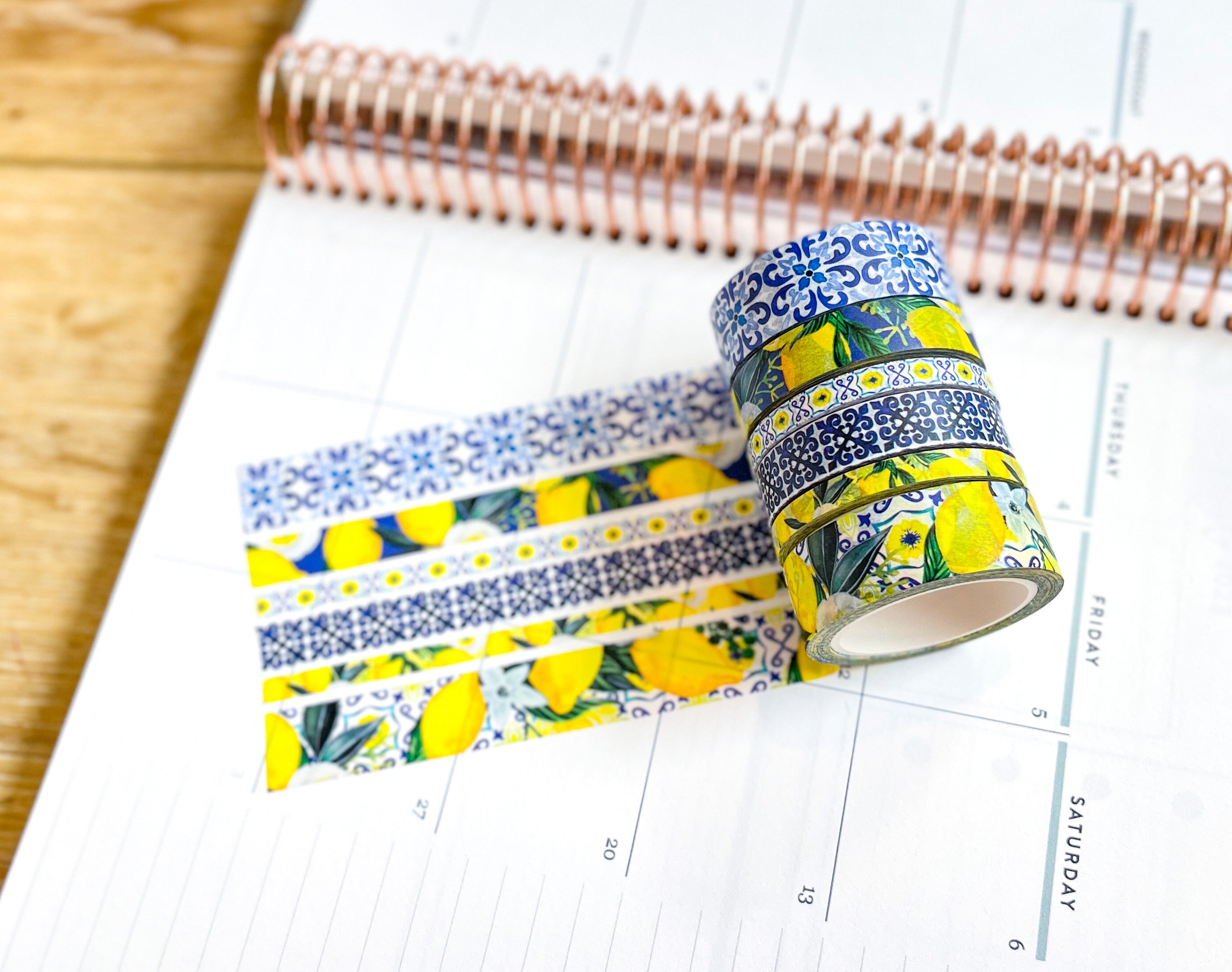 Lemons Italy Tuscany Sicilian Tiles Washi Tape Set (#W083)