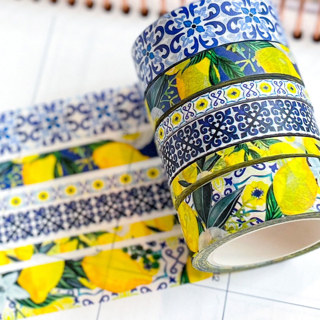 Lemons Italy Tuscany Sicilian Tiles Washi Tape Set (#W083)