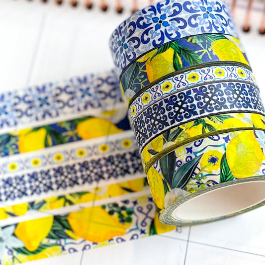 Lemons Italy Tuscany Sicilian Tiles Washi Tape Set (#W083)