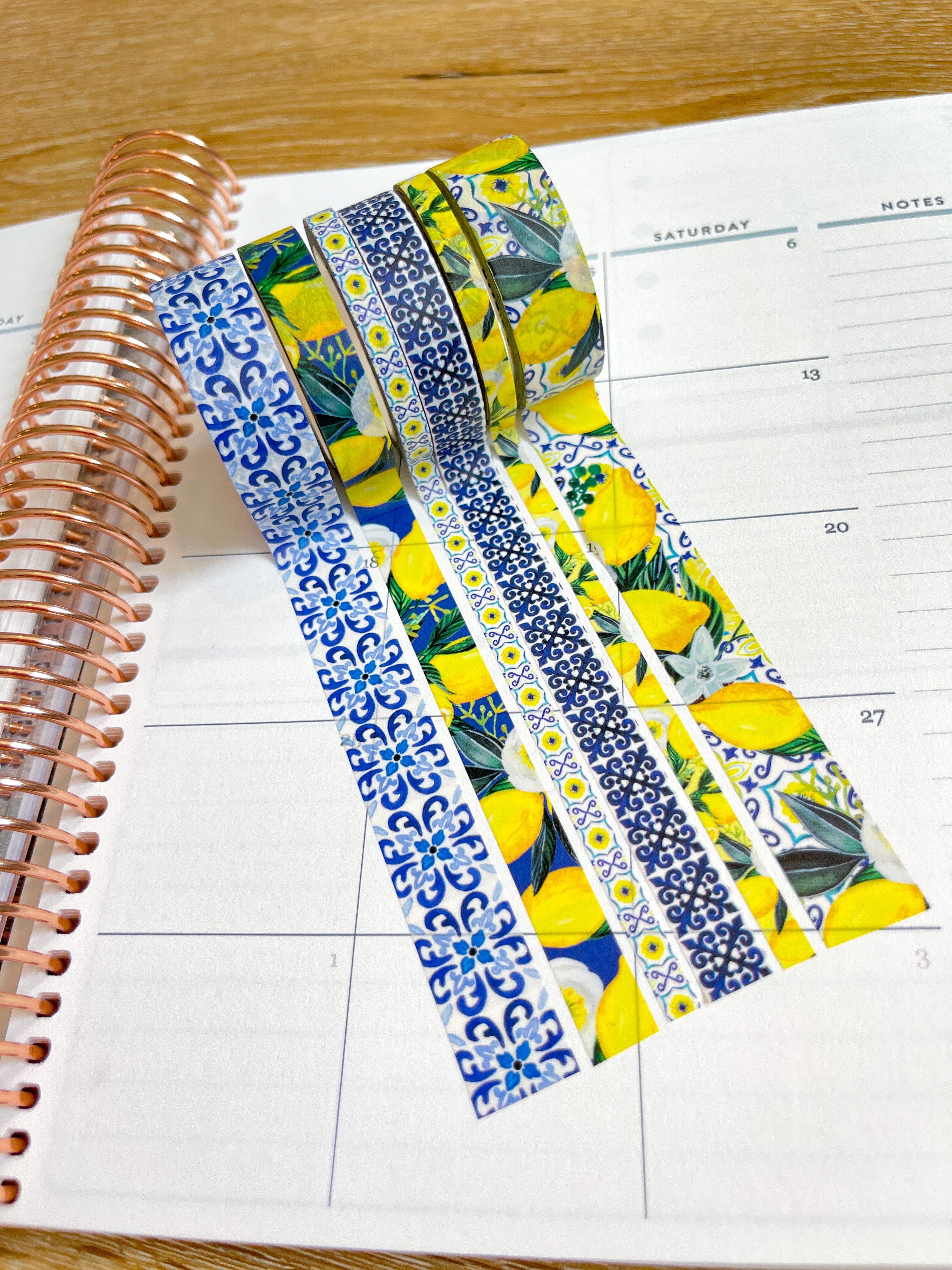 Lemons Italy Tuscany Sicilian Tiles Washi Tape Set (#W083)