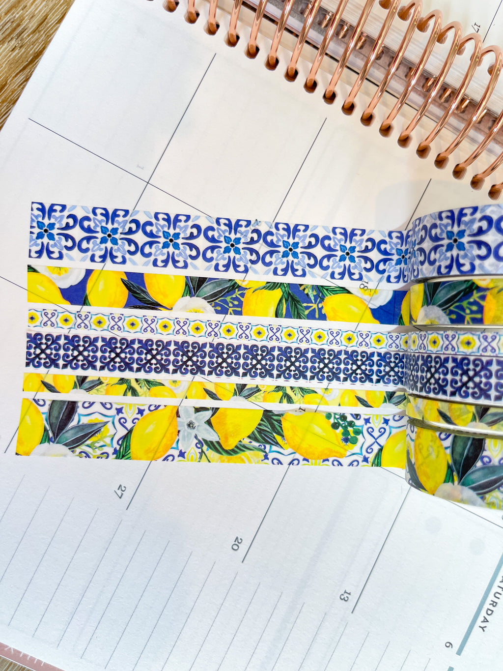 Lemons Italy Tuscany Sicilian Tiles Washi Tape Set (#W083)
