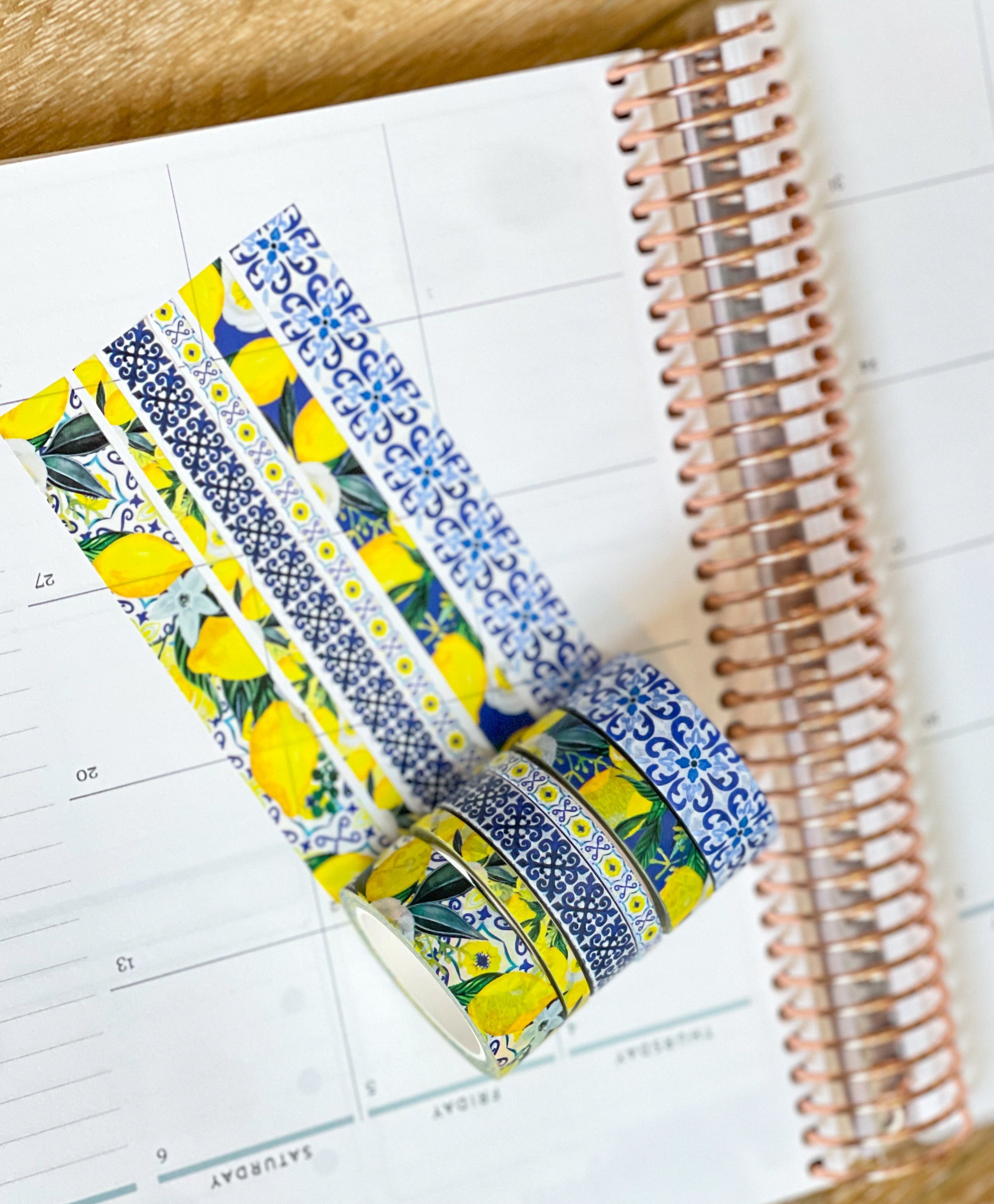 Lemons Italy Tuscany Sicilian Tiles Washi Tape Set (#W083)