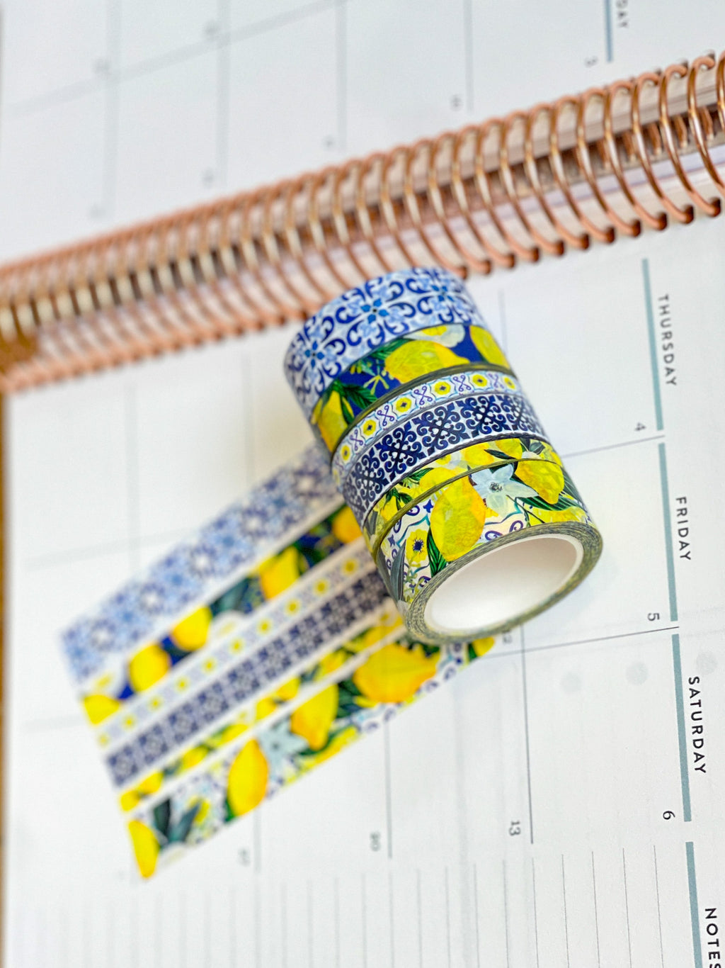 Lemons Italy Tuscany Sicilian Tiles Washi Tape Set (#W083)