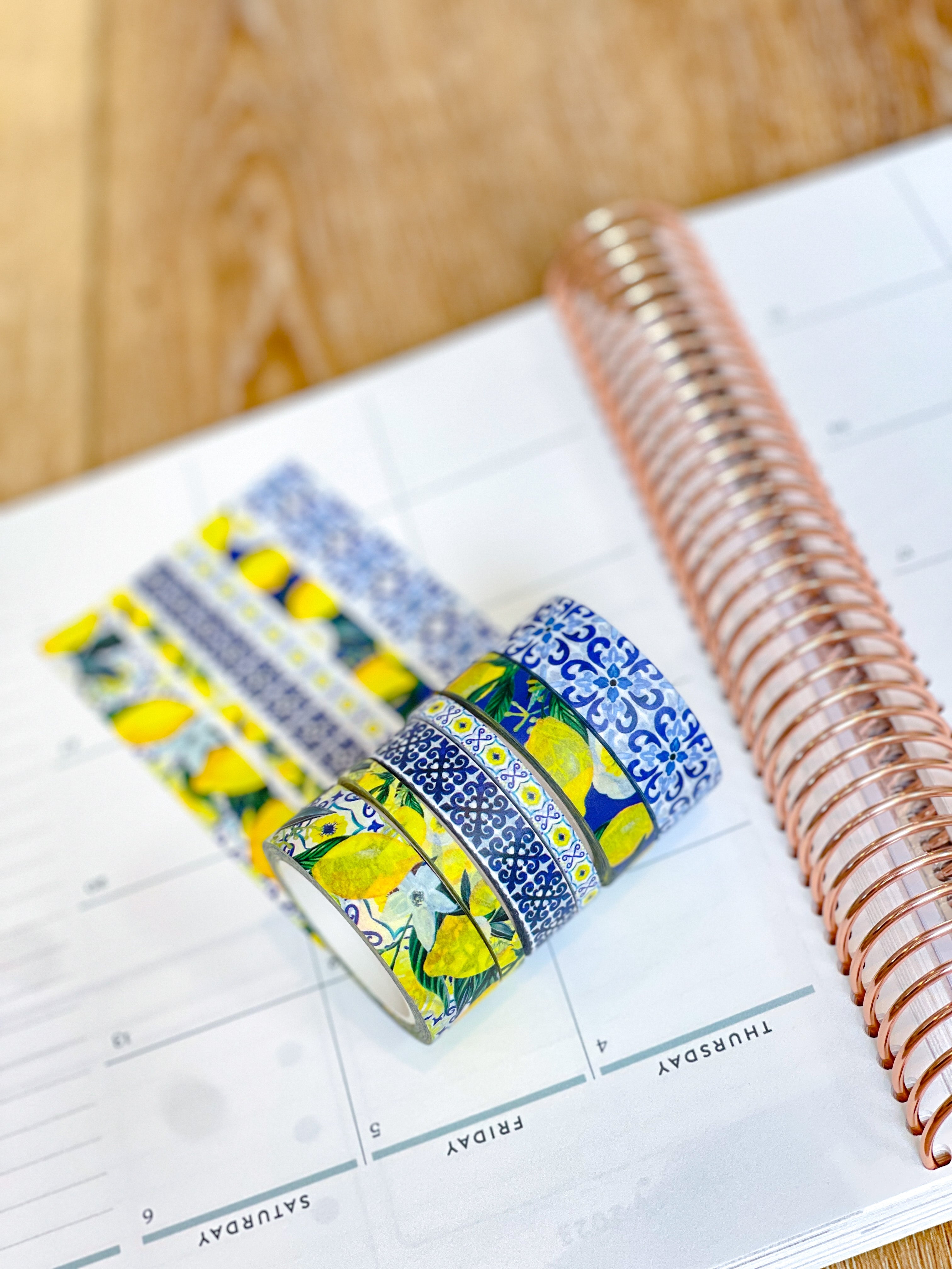 Lemons Italy Tuscany Sicilian Tiles Washi Tape Set (#W083)